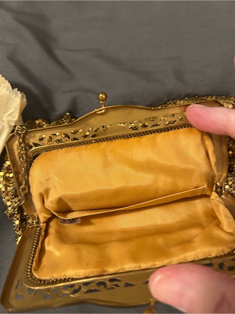 Gold Sequin Evening Chain Bag - Picture 7 of 10